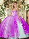 Lilac Sweetheart Neckline Beading and Ruffles Sweet 16 Quinceanera Dress Sleeveless Lace Up