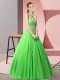 Green A-line Tulle Sweetheart Sleeveless Beading Floor Length Lace Up Prom Dresses