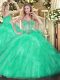 Cheap Apple Green Sweetheart Lace Up Beading and Ruffles Quinceanera Gown Sleeveless