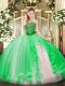 Green Tulle Lace Up Ball Gown Prom Dress Sleeveless Floor Length Beading and Ruffles
