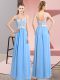 Custom Made Sleeveless Floor Length Lace Zipper Prom Gown with Aqua Blue