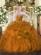 Spectacular Brown Ball Gowns Sweetheart Sleeveless Organza Floor Length Lace Up Beading and Ruffles Ball Gown Prom Dress