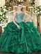 Artistic Dark Green Vestidos de Quinceanera Military Ball and Sweet 16 and Quinceanera with Beading and Ruffles Sweetheart Sleeveless Lace Up
