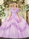 Lilac Scoop Clasp Handle Beading and Appliques Sweet 16 Quinceanera Dress Sleeveless