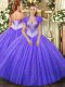 Tulle Sweetheart Sleeveless Lace Up Beading Quinceanera Dress in Lavender