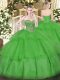 Sweet Ball Gowns 15th Birthday Dress Green Sweetheart Organza Sleeveless Floor Length Lace Up
