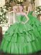 Sophisticated Organza and Taffeta Sweetheart Sleeveless Lace Up Beading and Ruffled Layers Quinceanera Gown in Green