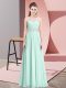 Latest Apple Green Empire Scoop Sleeveless Chiffon Floor Length Lace Up Beading Homecoming Dress