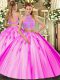 Charming Tulle Sleeveless Floor Length Quinceanera Gowns and Beading