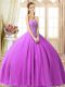 Beading Sweet 16 Dresses Lilac Lace Up Sleeveless Floor Length