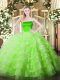 Extravagant Ball Gowns Tulle Strapless Sleeveless Ruffled Layers Floor Length Zipper Quinceanera Dress