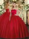 Exquisite Red Sweet 16 Quinceanera Dress Military Ball and Sweet 16 and Quinceanera with Ruching Strapless Sleeveless Lace Up