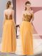 Sweetheart Sleeveless Prom Party Dress Floor Length Sequins Gold Tulle