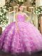 Glittering Rose Pink Sleeveless Tulle Zipper 15 Quinceanera Dress for Military Ball and Sweet 16 and Quinceanera