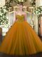Trendy Sweetheart Sleeveless Tulle Quinceanera Gown Beading Lace Up