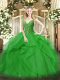 Flirting Green V-neck Lace Up Beading and Ruffles Sweet 16 Dress Sleeveless