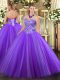 Dynamic Ball Gowns 15th Birthday Dress Eggplant Purple Sweetheart Tulle Sleeveless Floor Length Lace Up