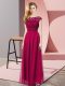 Best Selling Floor Length Fuchsia Evening Dress Chiffon Sleeveless Lace