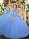 Extravagant Sleeveless Beading Lace Up Ball Gown Prom Dress