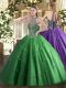 Inexpensive Green Lace Up Halter Top Beading Quinceanera Dresses Tulle Sleeveless
