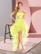 Elegant Yellow Sleeveless Tulle Lace Up Dress for Prom for Prom and Party