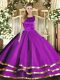 Charming Floor Length Eggplant Purple Quinceanera Gown Scoop Sleeveless Lace Up