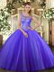 Adorable Lavender Sleeveless Beading Floor Length Quinceanera Gowns