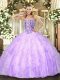 Custom Fit Floor Length Lavender Ball Gown Prom Dress Sweetheart Sleeveless Lace Up