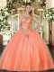 New Style Sleeveless Lace Up Floor Length Beading Ball Gown Prom Dress