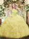 Yellow Sleeveless Organza Zipper Vestidos de Quinceanera for Military Ball and Sweet 16 and Quinceanera