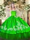 Romantic Organza and Taffeta Zipper Strapless Sleeveless Floor Length Ball Gown Prom Dress Embroidery