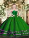 Sweetheart Sleeveless Zipper Quinceanera Gowns Green Tulle