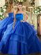 Popular Floor Length Ball Gowns Sleeveless Royal Blue 15th Birthday Dress Lace Up