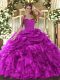 Fashion Organza Sleeveless Floor Length Quinceanera Dress and Ruffles and Pick Ups