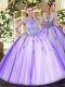 High Quality Scoop Sleeveless Tulle Quinceanera Dresses Beading and Appliques Zipper