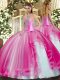 Simple Fuchsia Sweet 16 Quinceanera Dress Military Ball and Sweet 16 and Quinceanera with Beading and Ruffles Sweetheart Sleeveless Lace Up