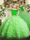Vestidos de Quinceanera Military Ball and Sweet 16 and Quinceanera with Appliques and Ruffled Layers Off The Shoulder Short Sleeves Zipper