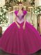 Amazing Sweetheart Sleeveless Lace Up Quince Ball Gowns Fuchsia Tulle
