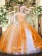 Spectacular Ball Gowns Vestidos de Quinceanera Orange Sweetheart Tulle Sleeveless Floor Length Zipper