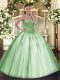 Sweetheart Sleeveless Lace Up Quinceanera Gown Apple Green Tulle