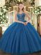 Affordable Teal Lace Up 15th Birthday Dress Beading Sleeveless Floor Length