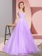 Lavender Sleeveless Tulle Zipper Homecoming Dress for Prom and Party