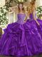 Fabulous Sweetheart Sleeveless Organza Quinceanera Gown Beading and Ruffles Lace Up