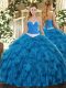 Delicate Sleeveless Appliques and Ruffles Lace Up 15th Birthday Dress