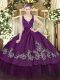 Suitable Floor Length Purple Sweet 16 Quinceanera Dress Organza and Taffeta Sleeveless Beading and Embroidery