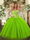 Sweetheart Sleeveless Quinceanera Gowns Floor Length Beading Tulle and Sequined
