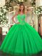 Modern Green Lace Up Sweetheart Beading Quinceanera Dresses Tulle and Sequined Sleeveless