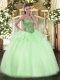 Apple Green Quince Ball Gowns Military Ball and Sweet 16 and Quinceanera with Beading and Ruffles Sweetheart Sleeveless Lace Up