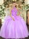Gorgeous Lilac Lace Up Quinceanera Dresses Embroidery Sleeveless Floor Length