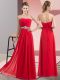 Nice Red Sleeveless Chiffon Lace Up Prom Dresses for Prom and Party
